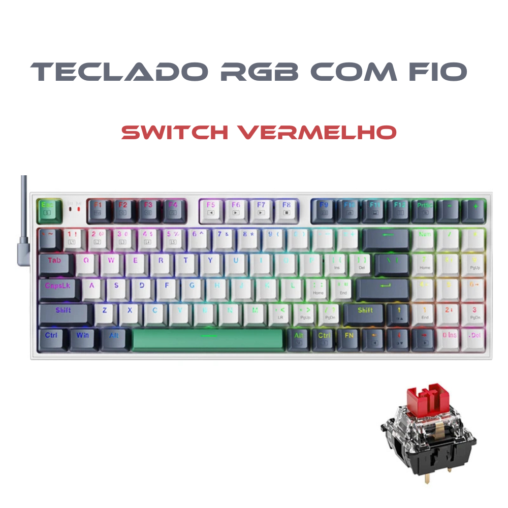 Teclado mecânico Machenike K500 com fio 94 Teclas RGB