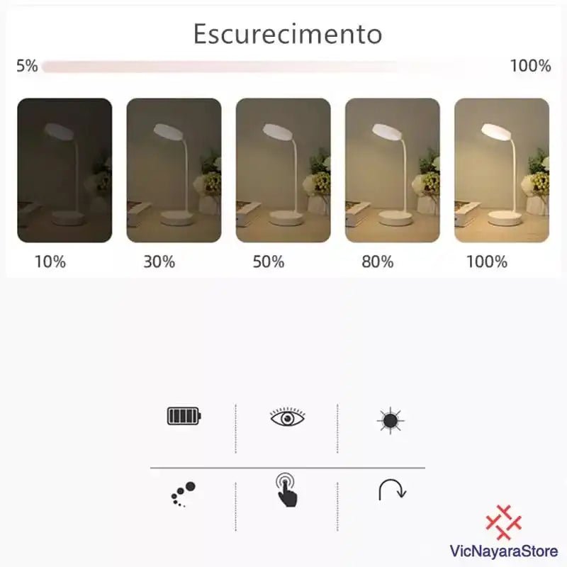 Abajur LED Recarregável de Mesa